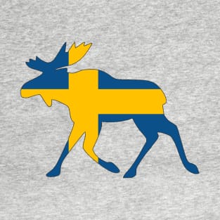 Sweden Flag in a scandinavian elk (moose) T-Shirt